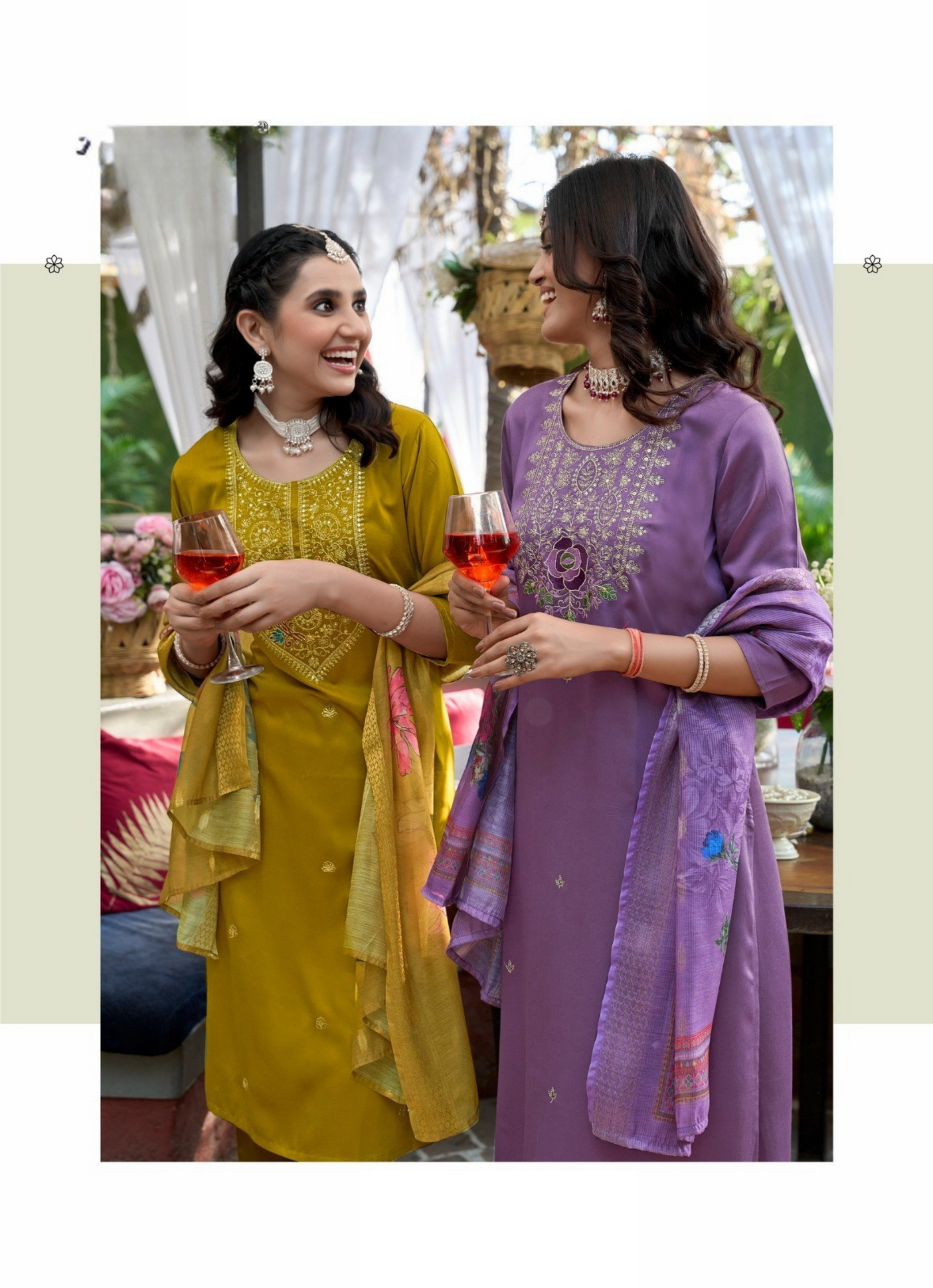 Premium Gajji Silk Embroidered Set with Organza Zari Dupatta