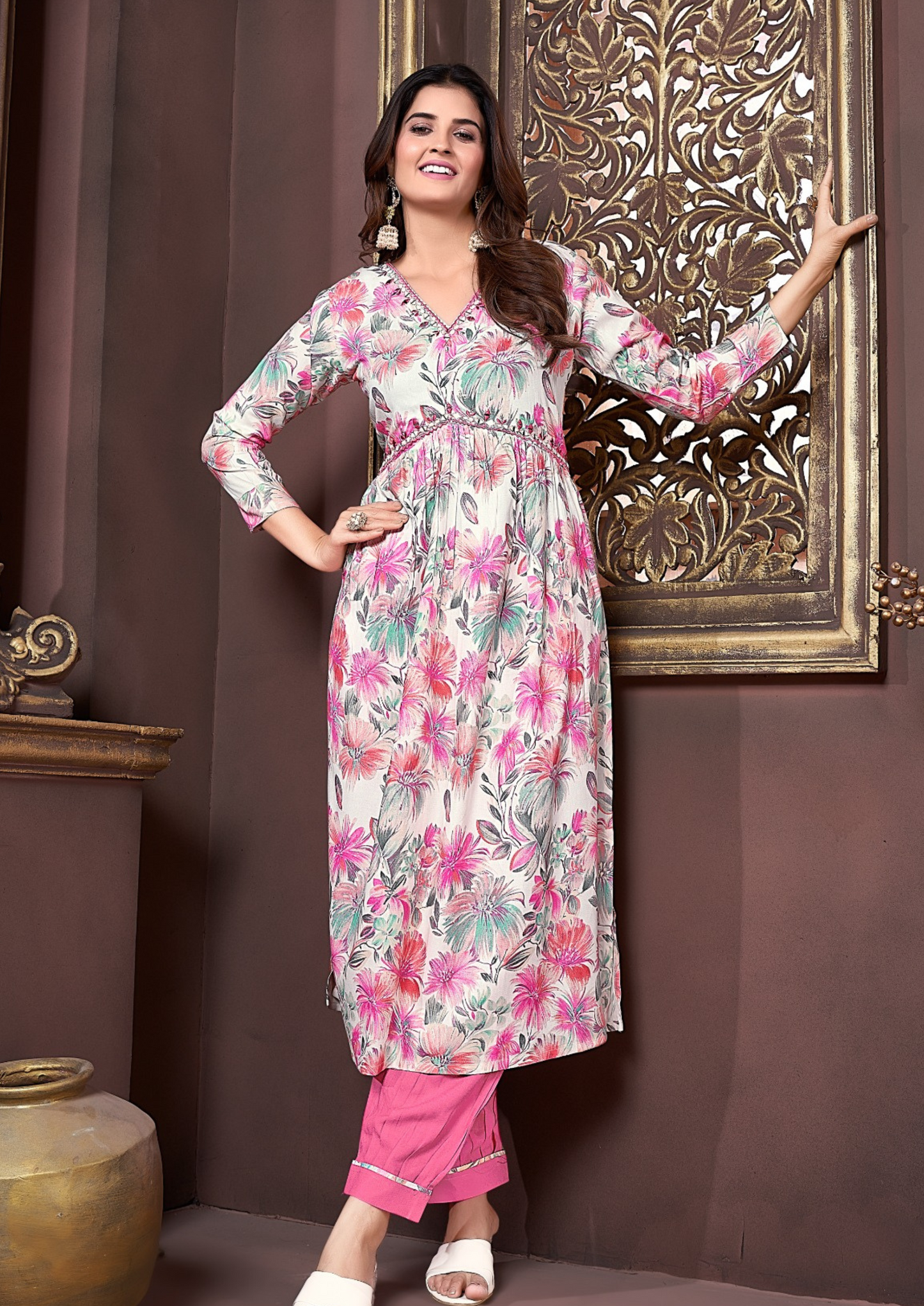Premium Rayon Handwork Suit with Heavy Najmin Dupatta