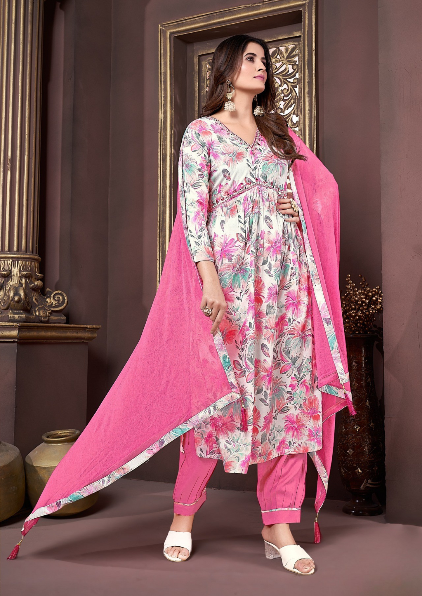 Premium Rayon Handwork Suit with Heavy Najmin Dupatta