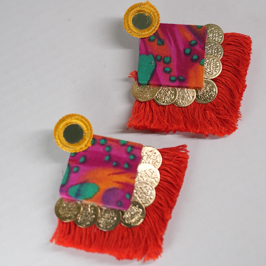 Vibrant Threads of Tradition – Handmade Boho Statement Earrings by Desisnitch 🌺