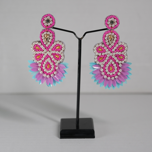 Desisnitch Handmade Lotus Bloom Beaded Earrings