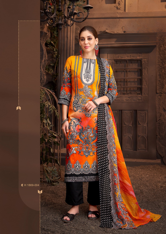 Elegant Viscose Rayon Suit with Swarovski Diamond Work