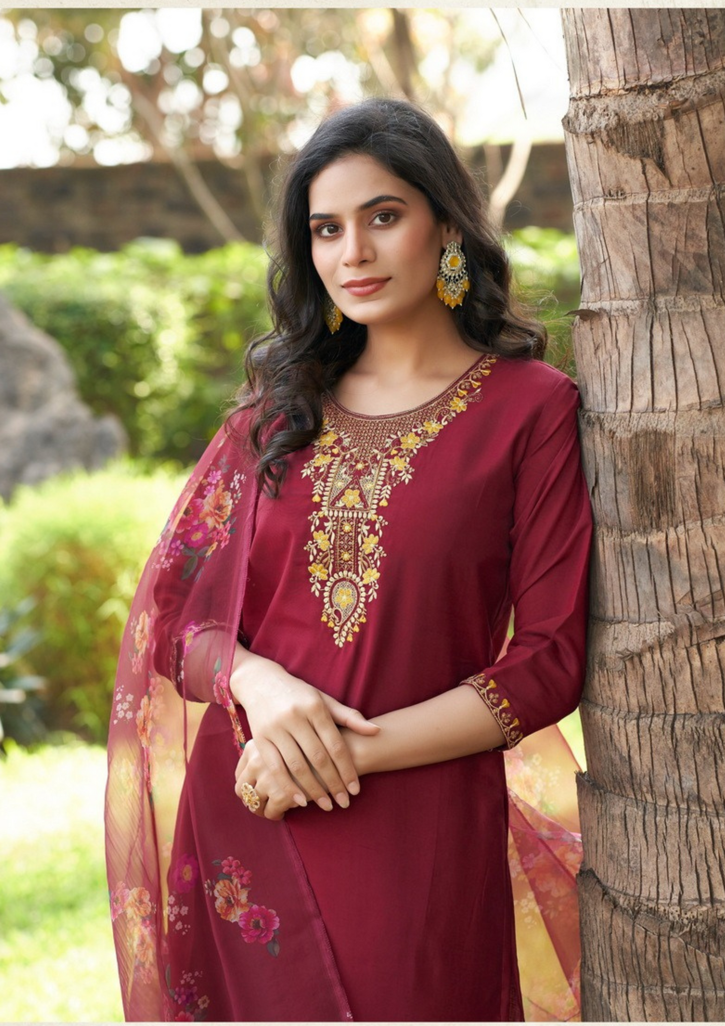 Elegant Straight Kurti Set with Pant & Dupatta – Roman Silk Collection