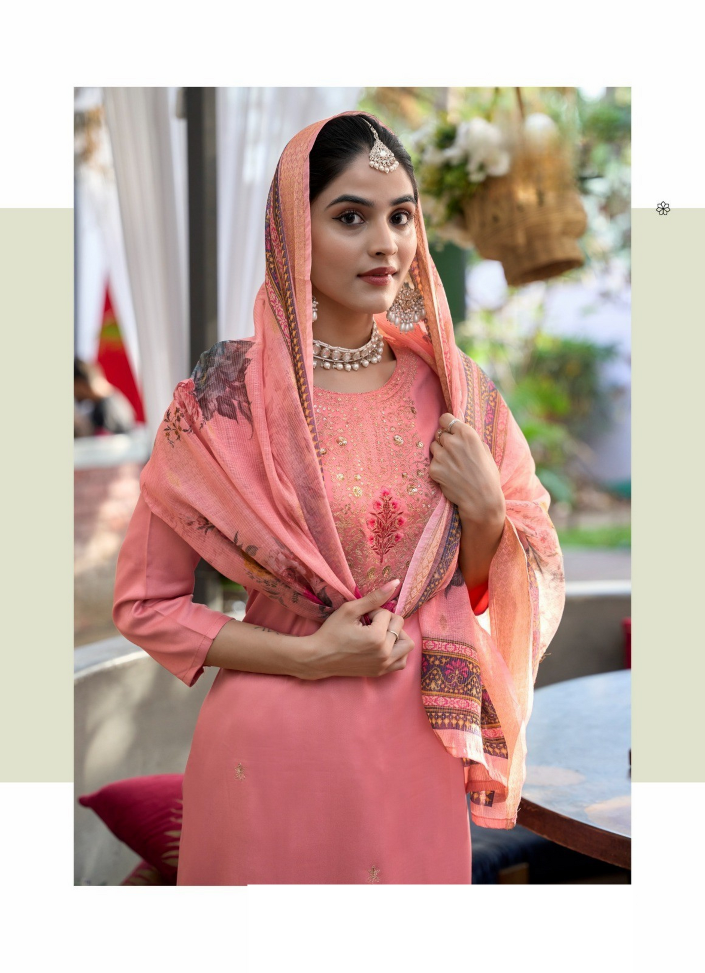 Premium Gajji Silk Embroidered Set with Organza Zari Dupatta