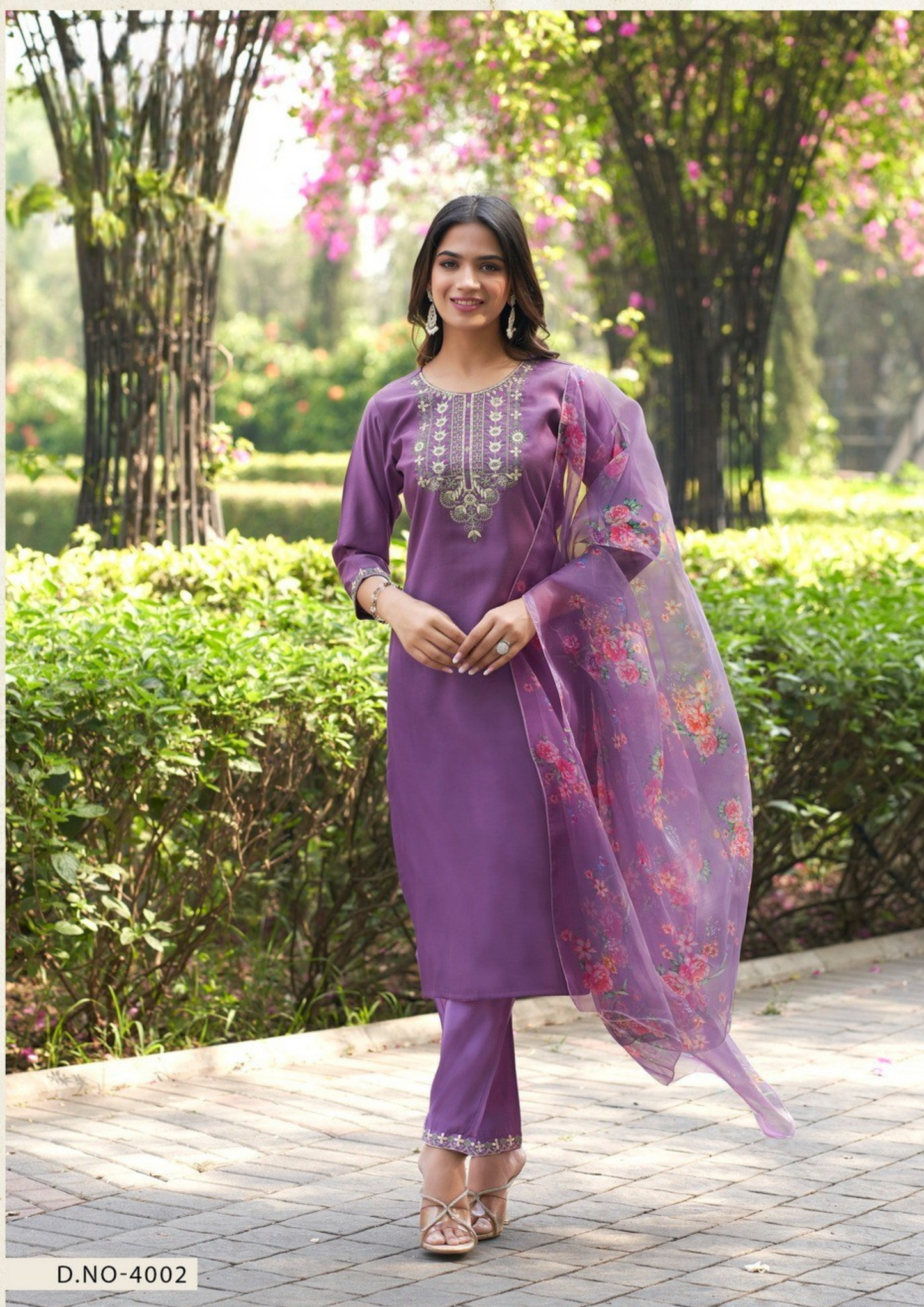 Elegant Straight Kurti Set with Pant & Dupatta – Roman Silk Collection