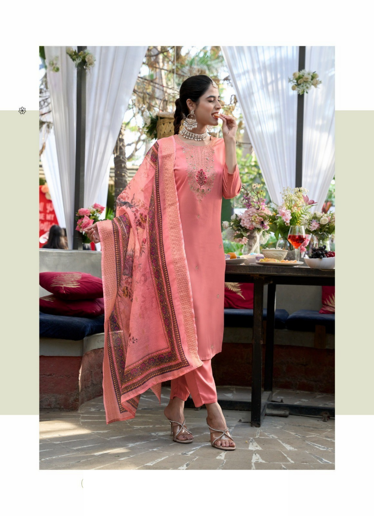 Premium Gajji Silk Embroidered Set with Organza Zari Dupatta