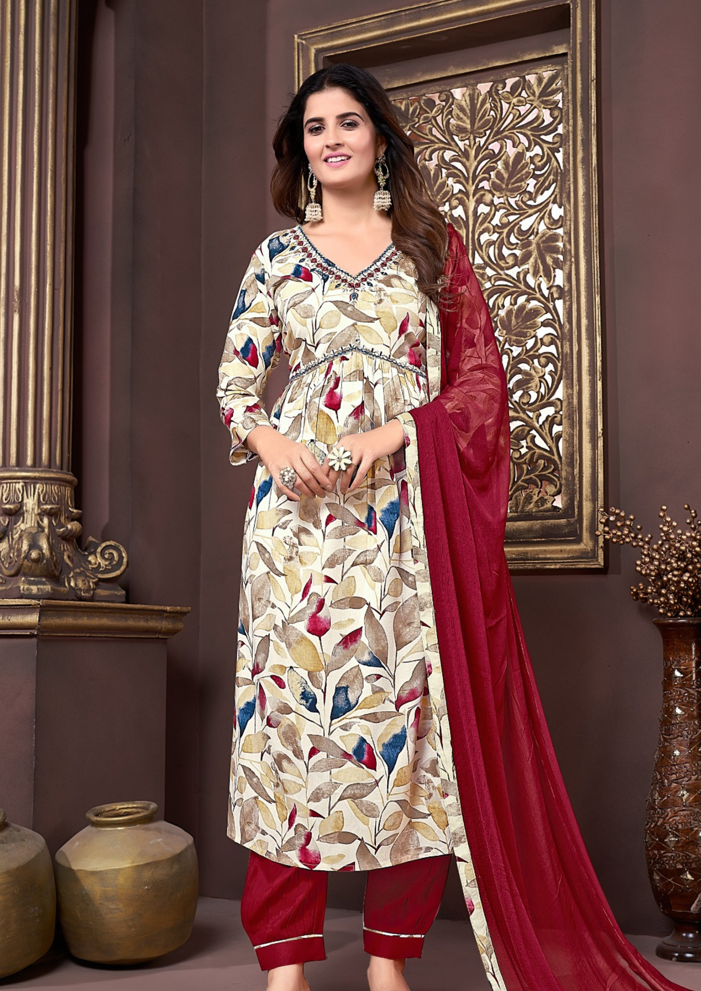 Premium Rayon Handwork Suit with Heavy Najmin Dupatta