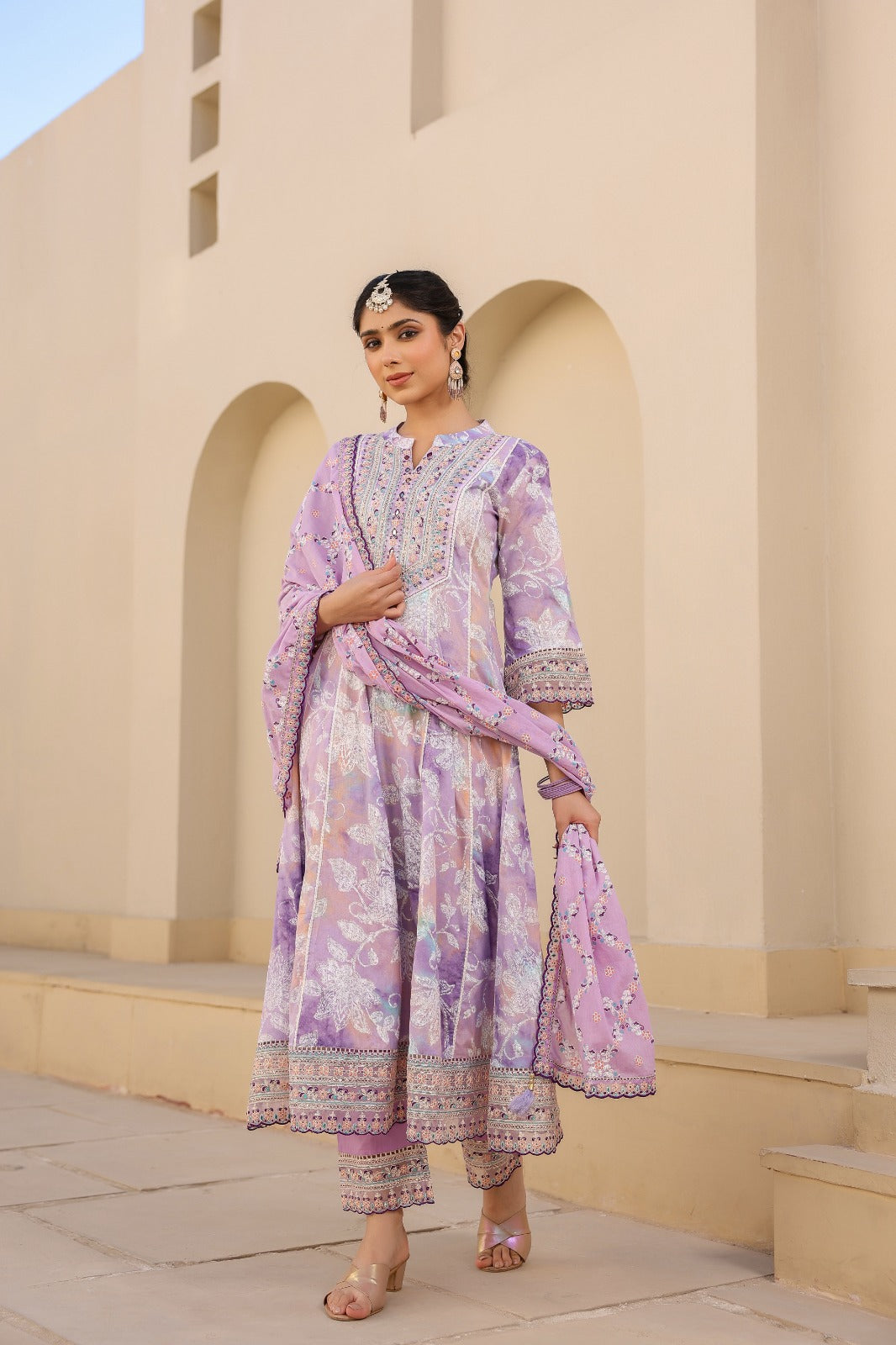 Aqua Elegance Embroidered Anarkali Set