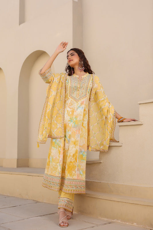 Aqua Elegance Embroidered Anarkali Set