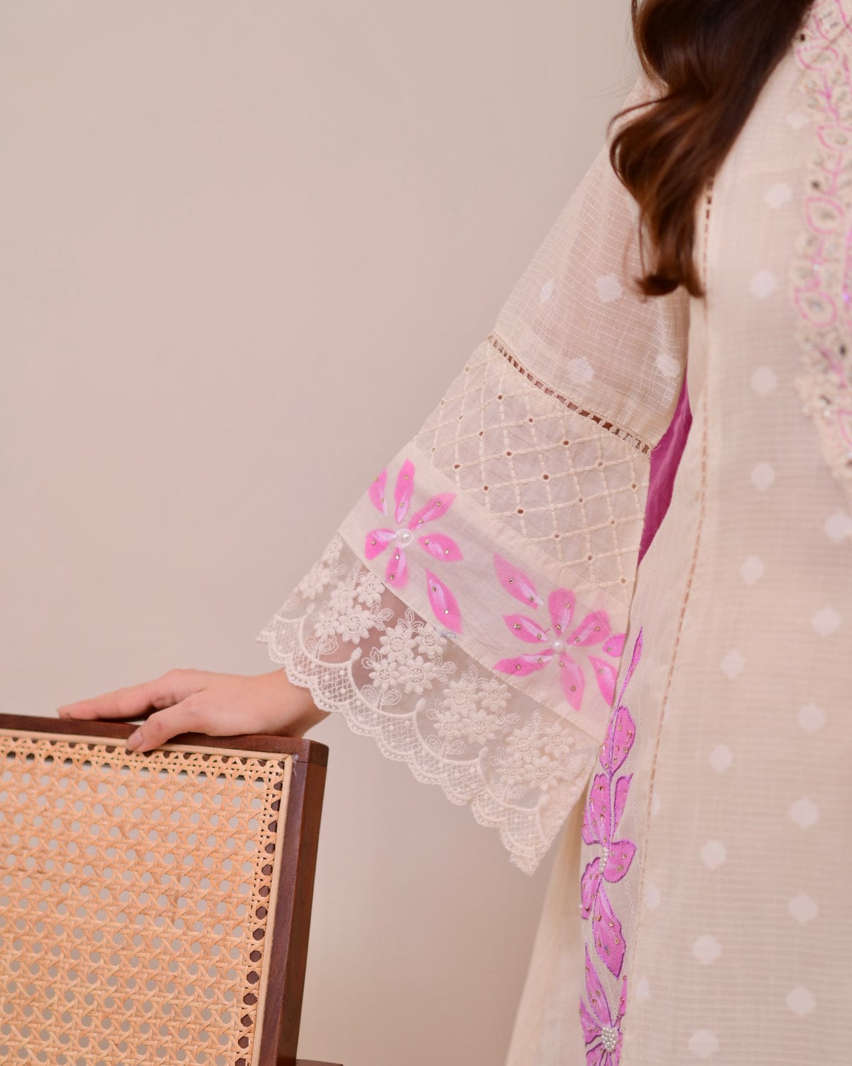 Noor Embroidered Lawn Suit – Peach Blossom