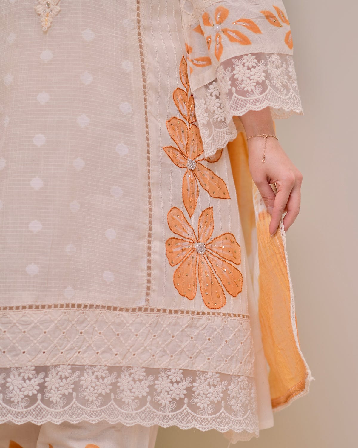 Noor Embroidered Lawn Suit – Peach Blossom