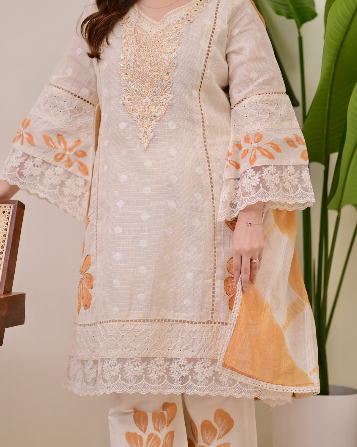 Noor Embroidered Lawn Suit – Peach Blossom