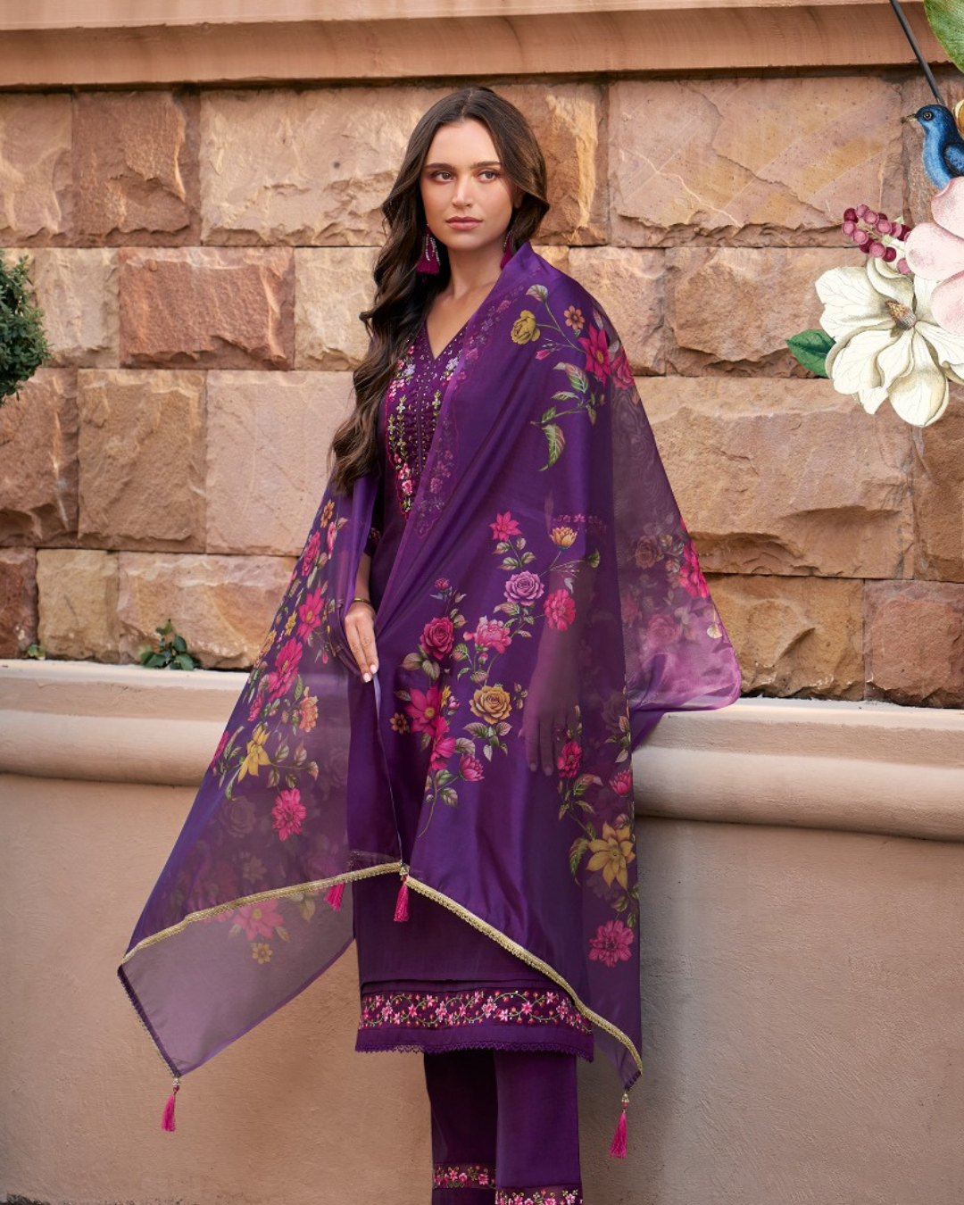 Handwork And Embroidery On Viscouse Silk Fabrics