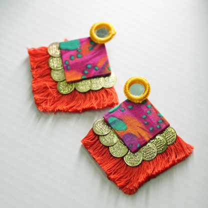 Vibrant Threads of Tradition – Handmade Boho Statement Earrings by Desisnitch 🌺