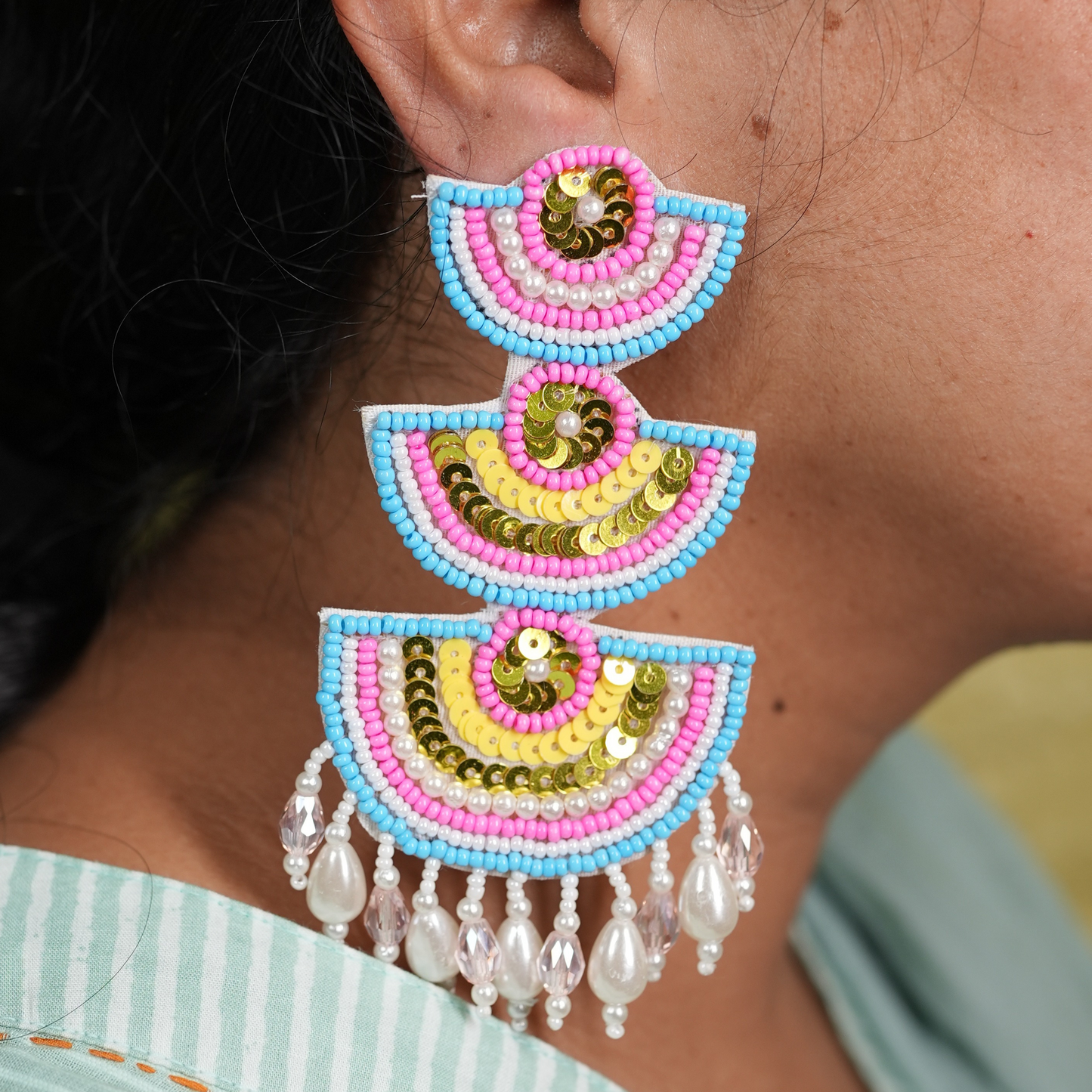 Desisnitch Handmade Lotus Drop Earrings