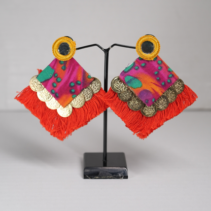 Vibrant Threads of Tradition – Handmade Boho Statement Earrings by Desisnitch 🌺