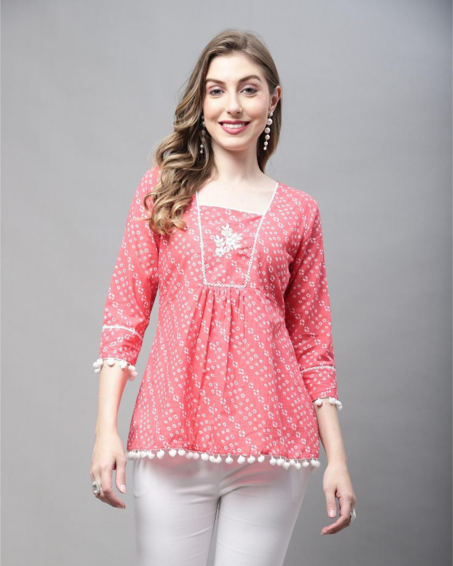 Charming Pink Cotton Pom-Pom Tunic – Ethnic Chic