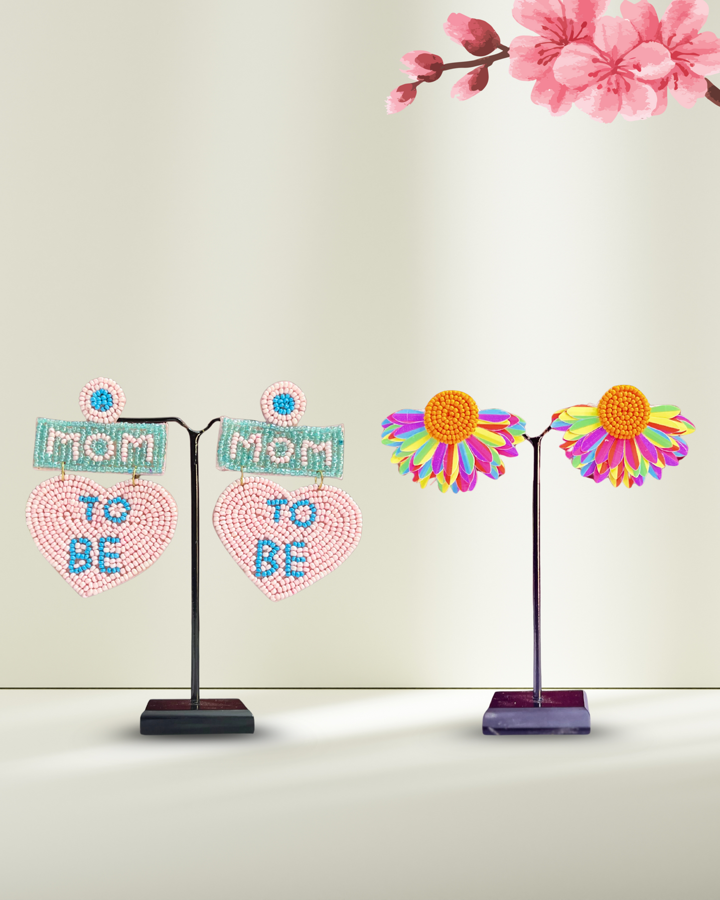 Desisnitch Handmade Earrings Combo – Rainbow & Mom-to-Be Edition (Set of 2 Pairs)