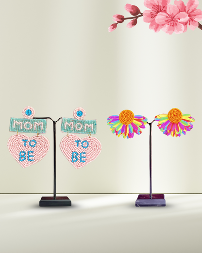 Desisnitch Handmade Earrings Combo – Rainbow & Mom-to-Be Edition (Set of 2 Pairs)