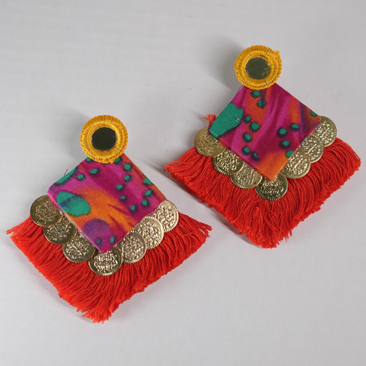 Vibrant Threads of Tradition – Handmade Boho Statement Earrings by Desisnitch 🌺