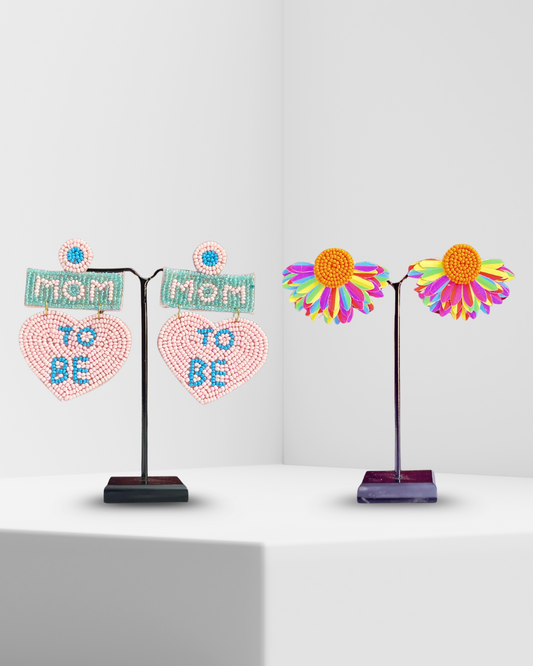 Desisnitch Handmade Earrings Combo – Rainbow & Mom-to-Be Edition (Set of 2 Pairs)