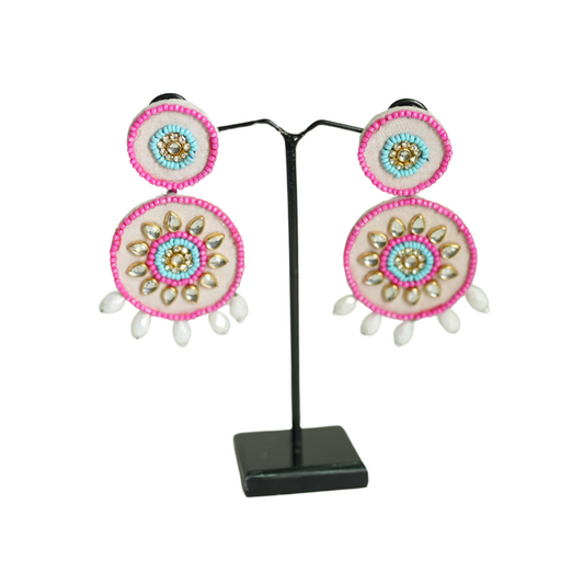 Handmade Mirror & Bead Circle Earrings by Desisnitch