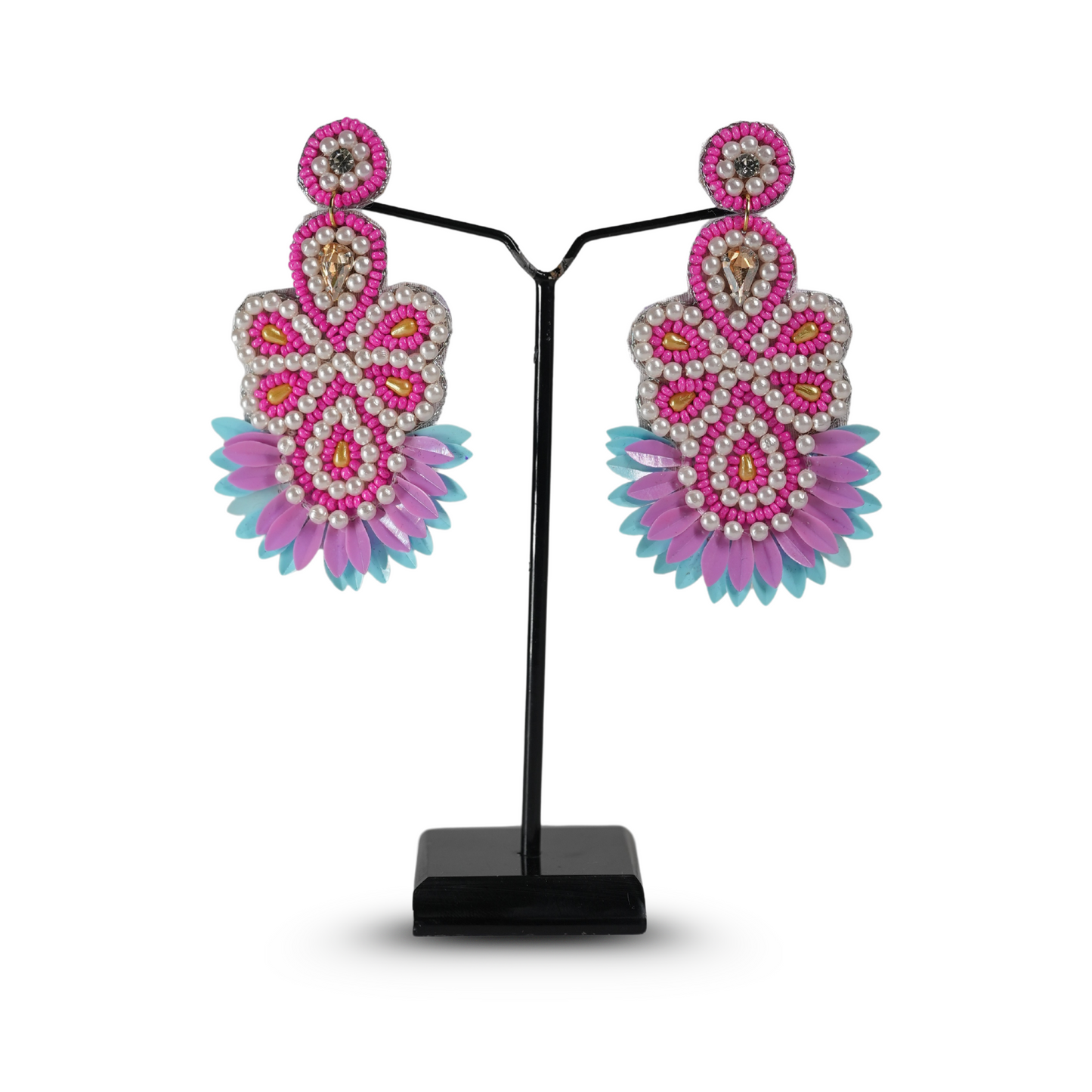 Desisnitch Handmade Lotus Bloom Beaded Earrings