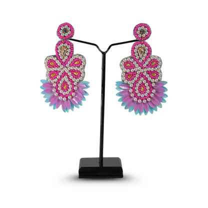 Desisnitch Handmade Lotus Bloom Beaded Earrings