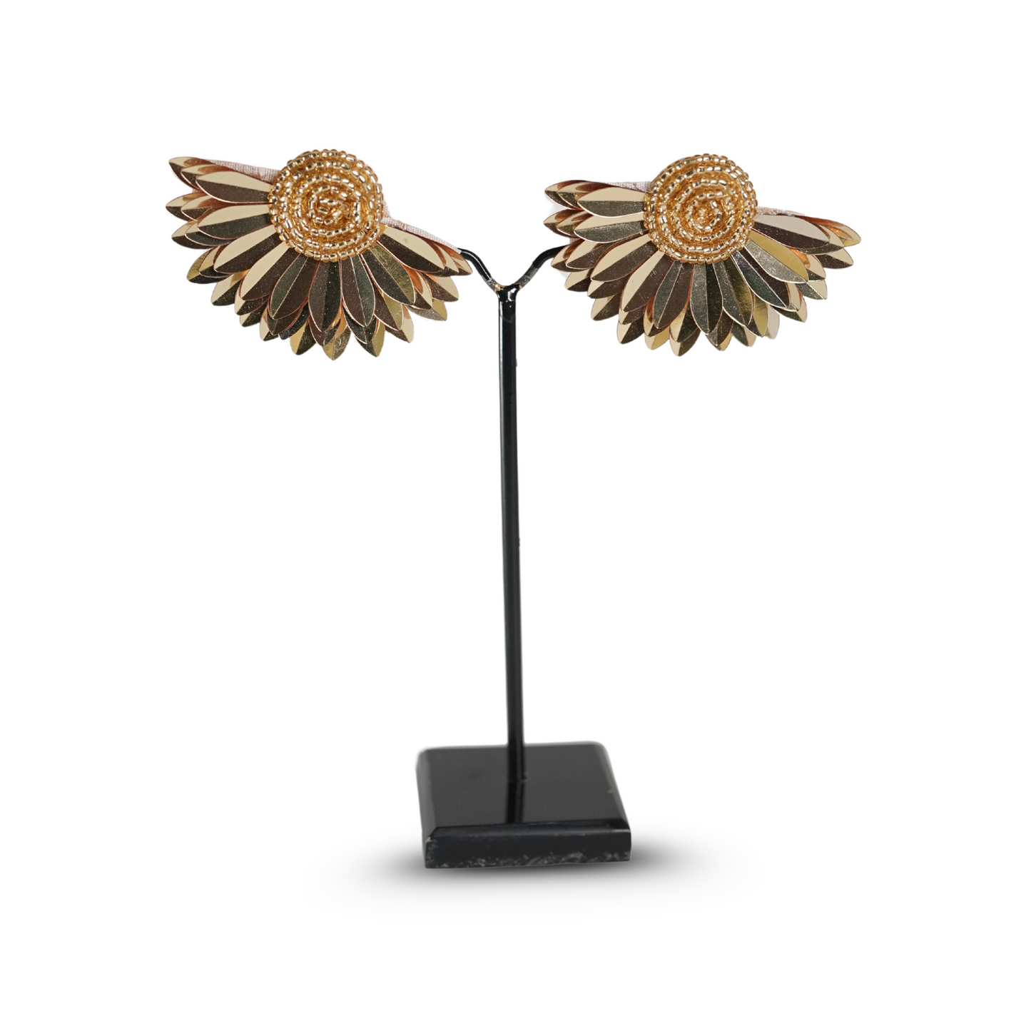 Desisnitch Handmade Metallic Sunflower Beaded Earrings