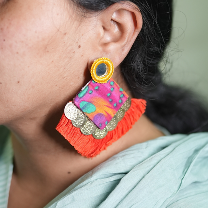 Vibrant Threads of Tradition – Handmade Boho Statement Earrings by Desisnitch 🌺