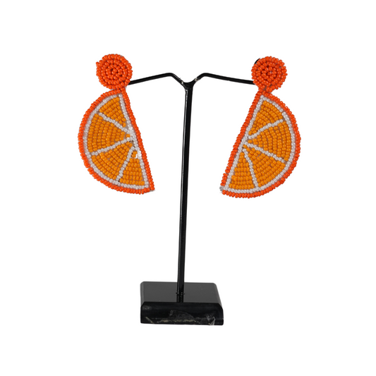 Handmade Citrus Beaded Earrings by Desisnitch