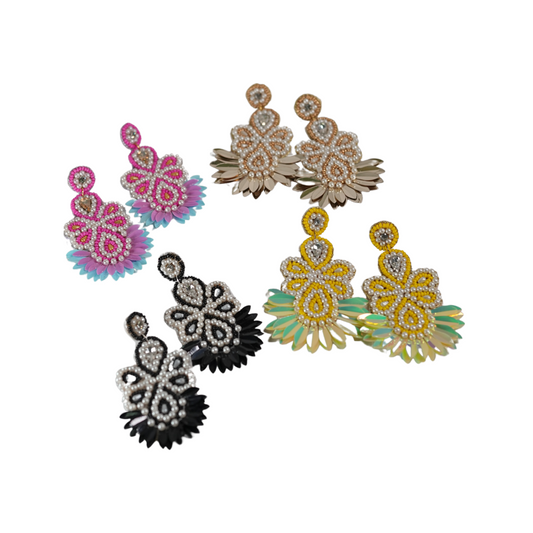 Desisnitch Handmade Floral Beaded Earrings