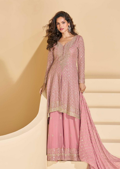 Luxury Embroidered Georgette Suit – Free Size Stitched