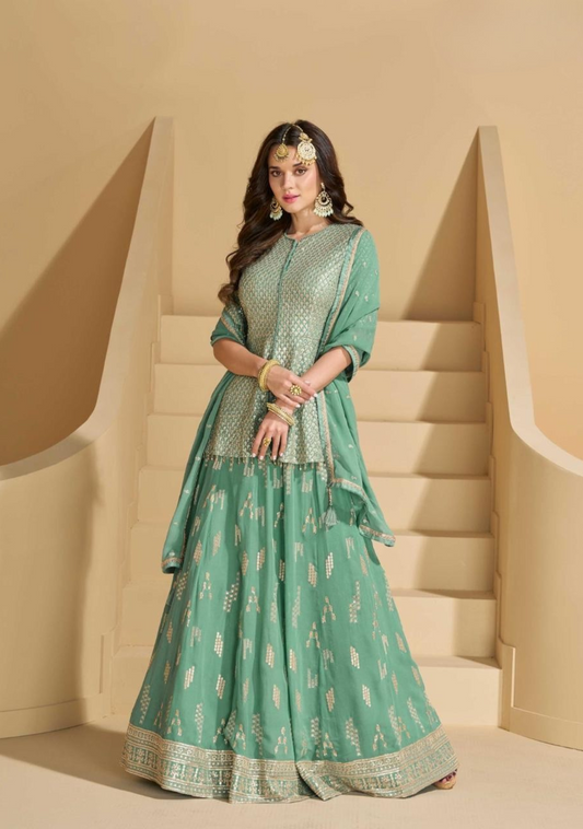Free-Size Stitched Georgette Ensemble – Premium Embroidered Set