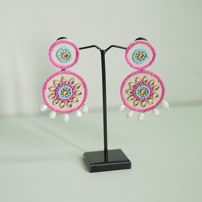 Handmade Mirror & Bead Circle Earrings by Desisnitch