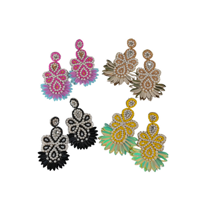 Desisnitch Handmade Floral Beaded Earrings