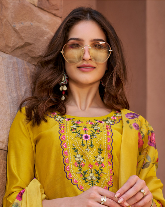 Handwork And Embroidery On Viscouse Silk Fabrics