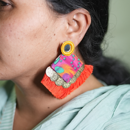 Vibrant Threads of Tradition – Handmade Boho Statement Earrings by Desisnitch 🌺