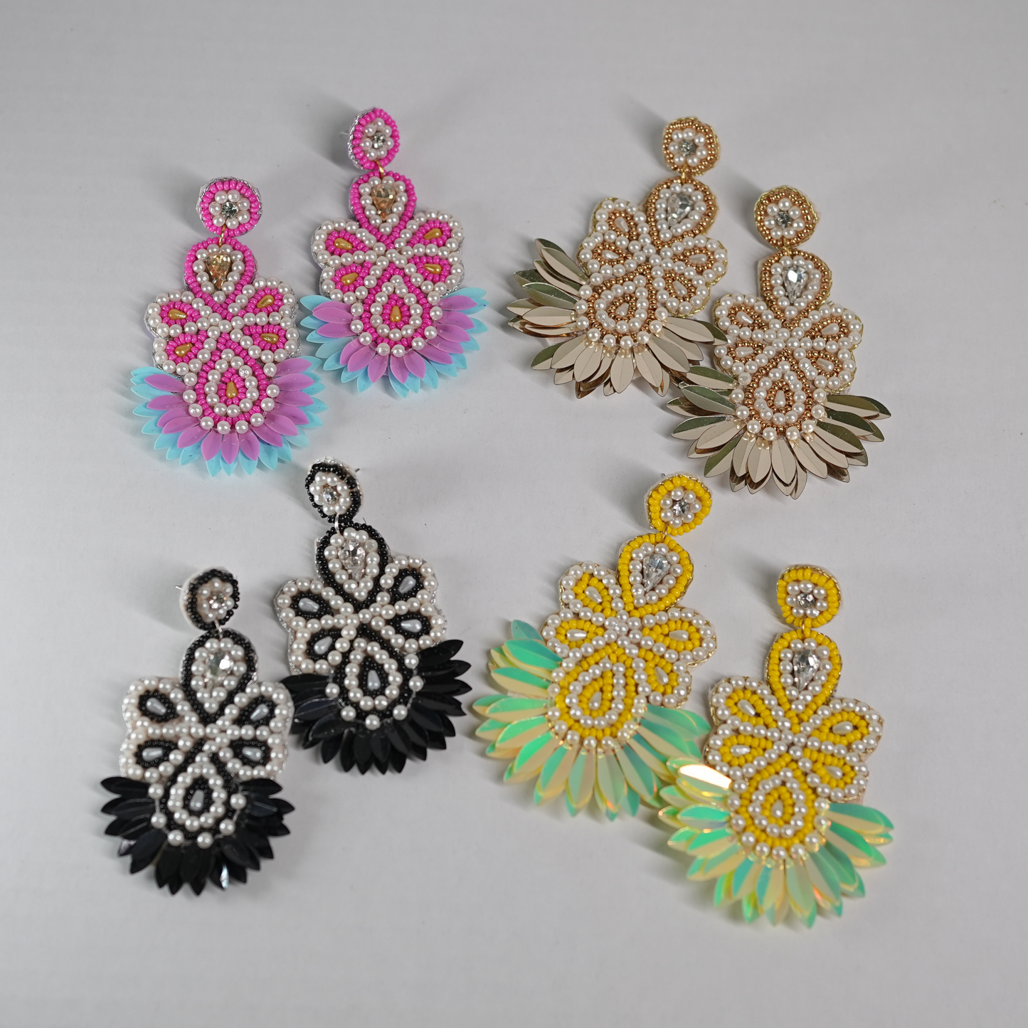 Desisnitch Handmade Floral Beaded Earrings