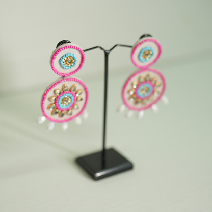 Handmade Mirror & Bead Circle Earrings by Desisnitch