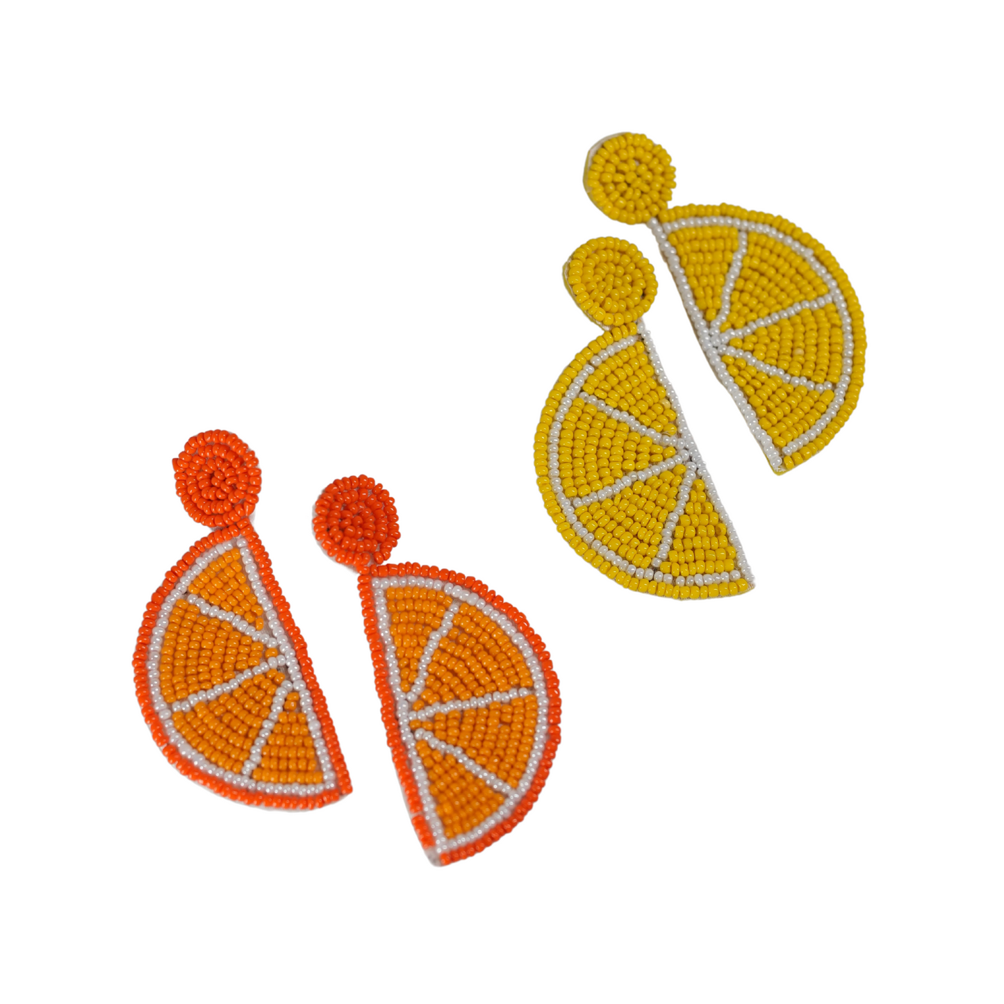 Handmade Citrus Beaded Earrings by Desisnitch