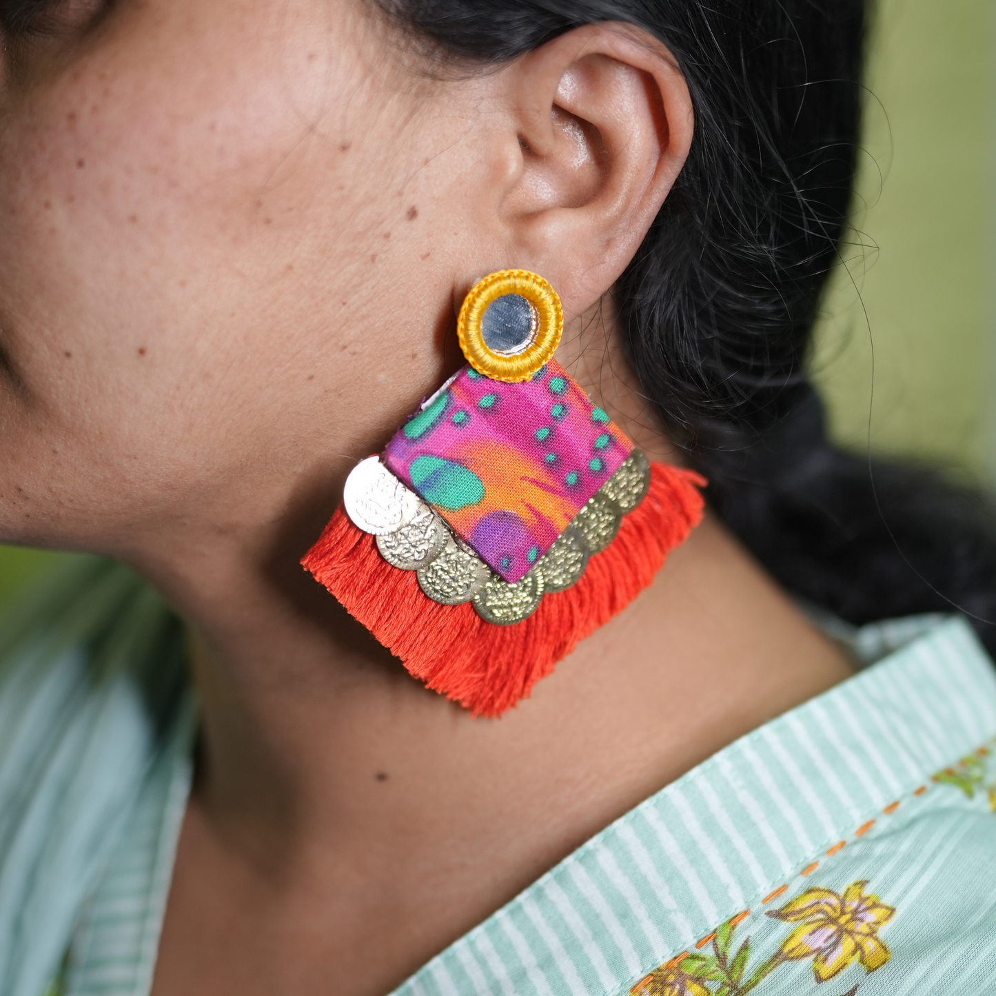 Vibrant Threads of Tradition – Handmade Boho Statement Earrings by Desisnitch 🌺