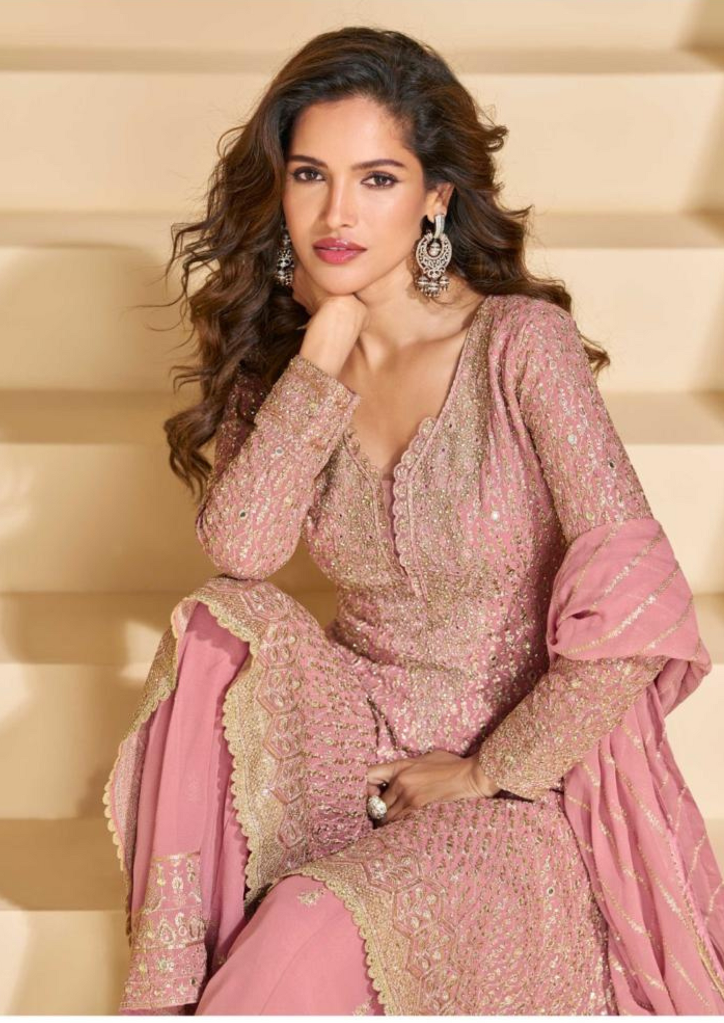Luxury Embroidered Georgette Suit – Free Size Stitched