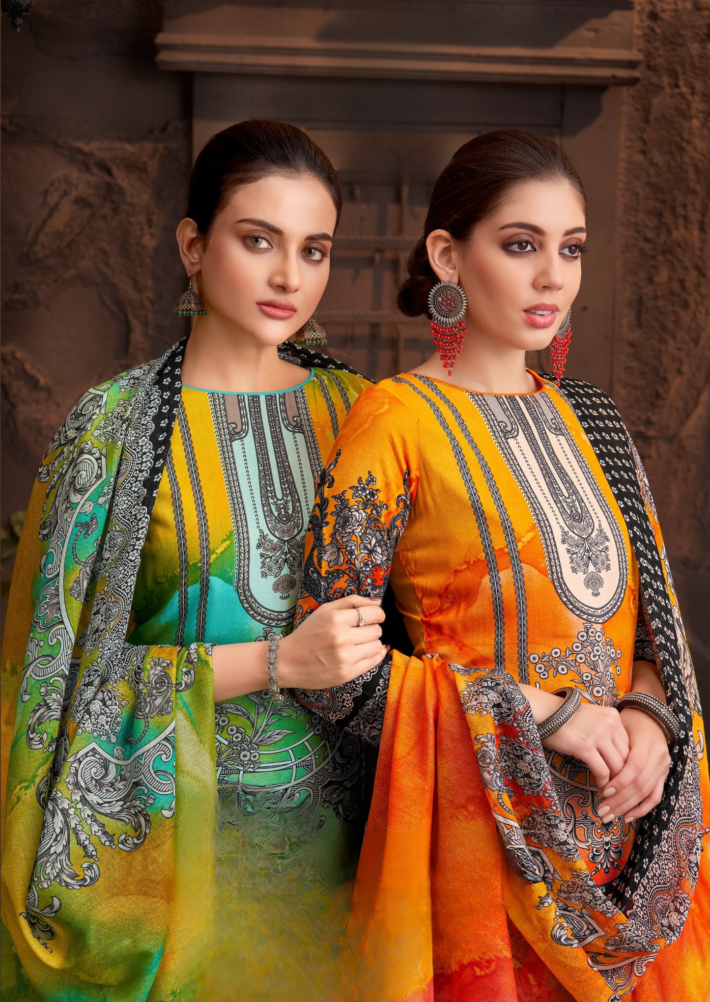 Elegant Viscose Rayon Suit with Swarovski Diamond Work