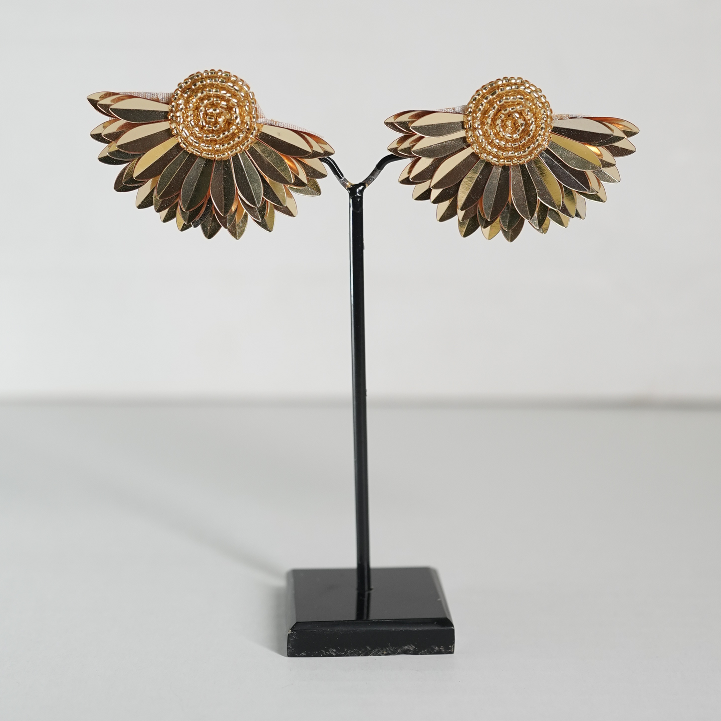 Desisnitch Handmade Metallic Sunflower Beaded Earrings