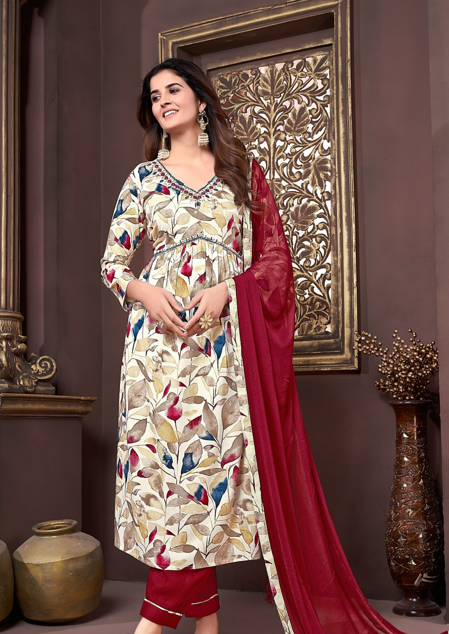 Premium Rayon Handwork Suit with Heavy Najmin Dupatta