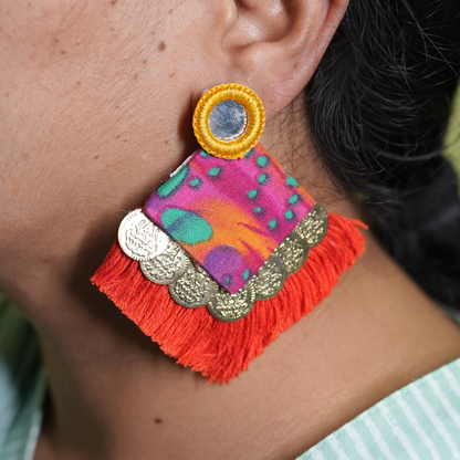 Vibrant Threads of Tradition – Handmade Boho Statement Earrings by Desisnitch 🌺