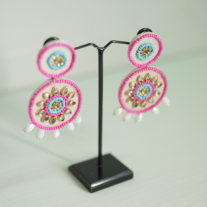 Handmade Mirror & Bead Circle Earrings by Desisnitch