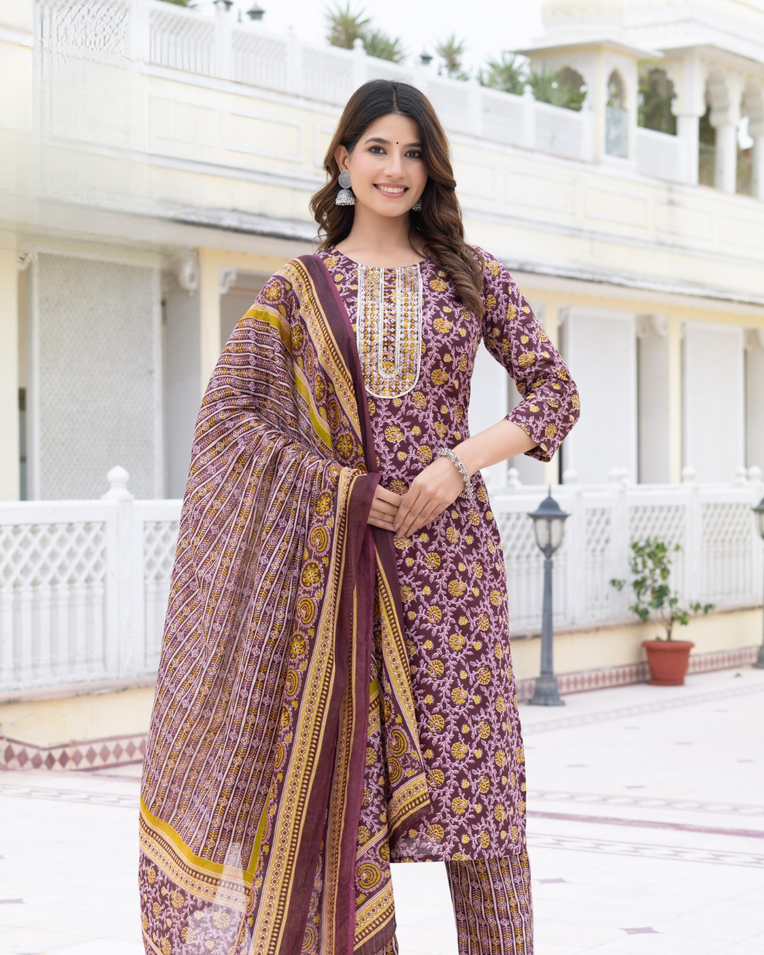 COTTON KURTI WITH PANT & DUPATTA