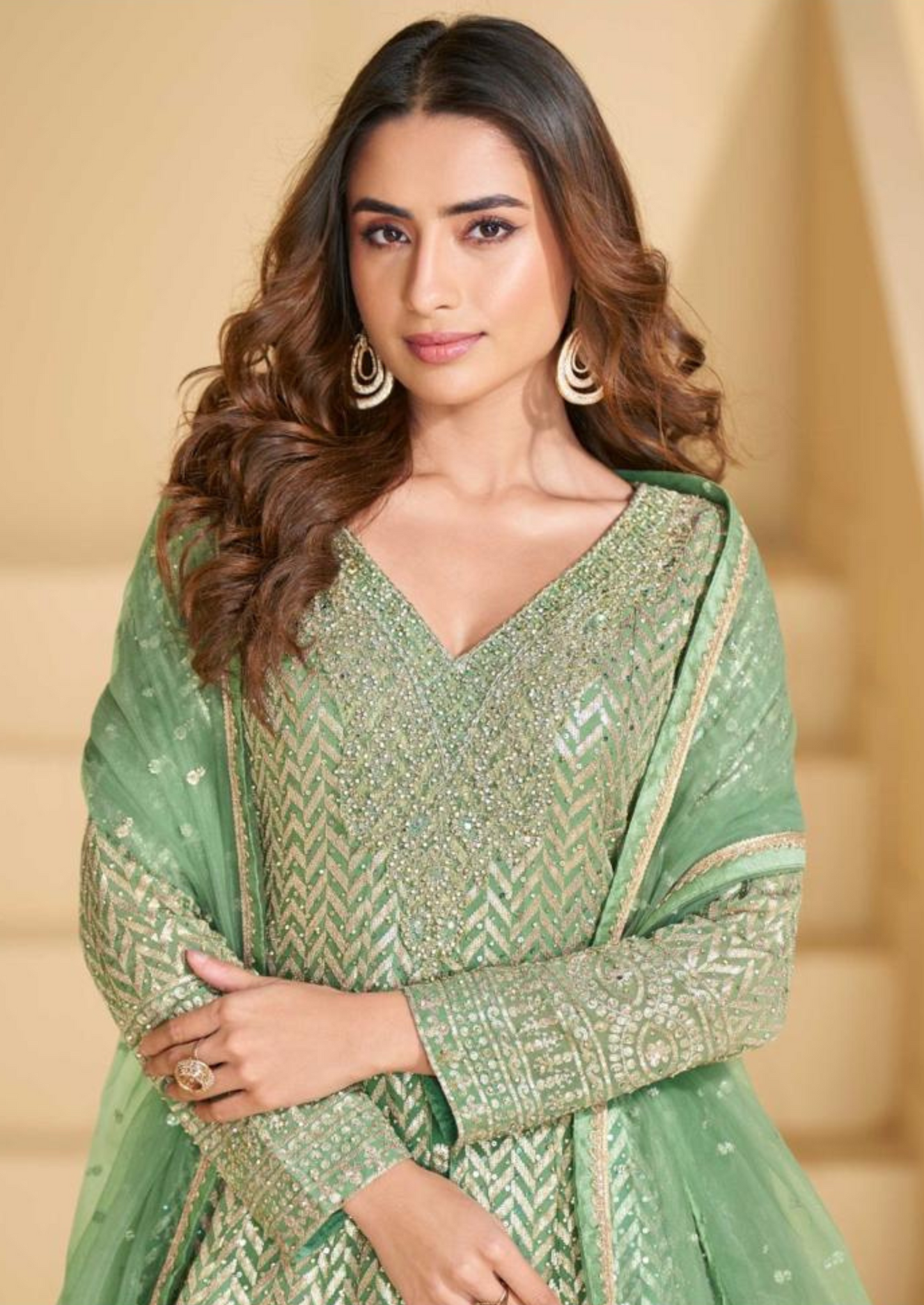 Luxury Embroidered Georgette Suit – Free Size Stitched